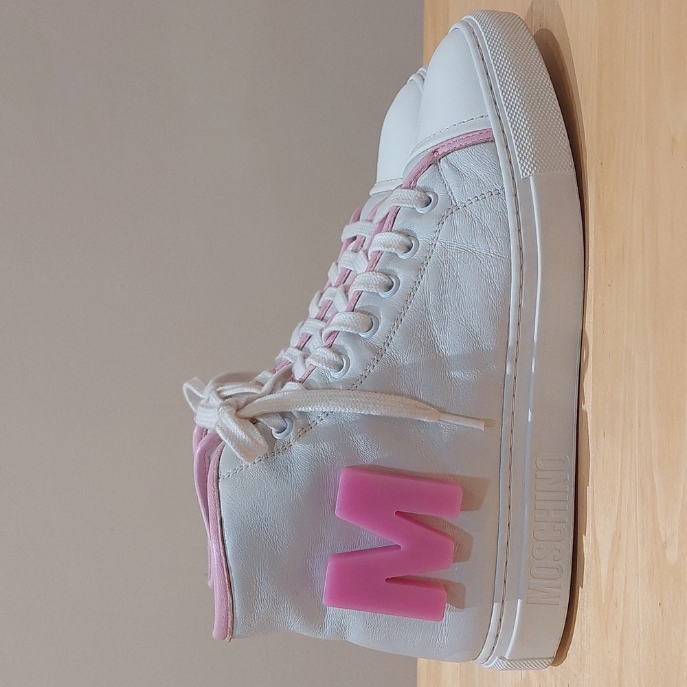 Moschino White Leather Sneakers